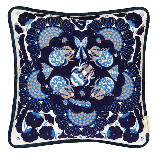 Klaus Haapaniemi クッションカバー : Bumble bees Blue Velvet Cushion Cover [21009]